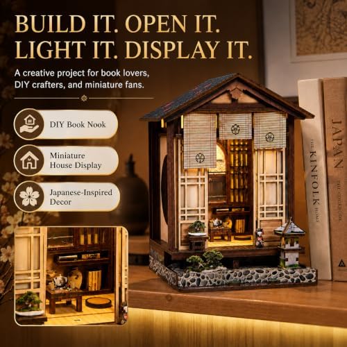 Japanese Machiya Book Nook Kit for Adults with LED Light & Sliding Door - Image 6