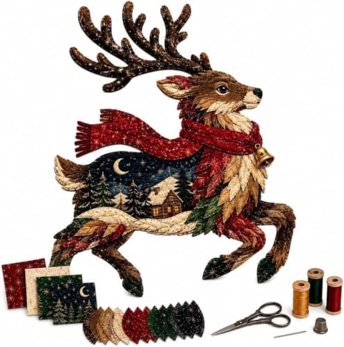 Northern Lights Wildlife DIY Patchwork Kit, Creative Fabric Craft (Red-R) by Unknown