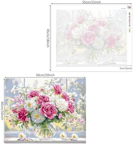 Lxmsja Roses Bouquet Paint by Numbers Kit for Adults, Windowsill Acrylic Paint by Numbers for Adults Beginner, DIY Craft Supplies Oil Painting Kits for Home Wall Decor 20x16 inch (No Frame) - Image 6