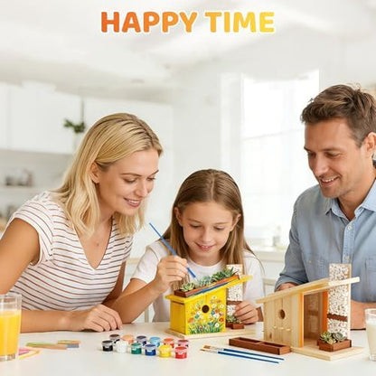Modern Birdhouse Woodworking Kit, Natural Cedar Wooden birdhouses for Outdoors with Paint Set, Creative DIY Birdhouse Gift, Build Your Own Bird House Kit - Image 7