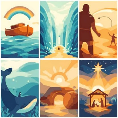 Clendo 6 Packs Paint by Numbers Kit for Adults, Bible Adult Paint by Number Kits on Canvas Without Frame, DIY Oil Painting for Home Decor Gift 8” W x 12”L by Clendo