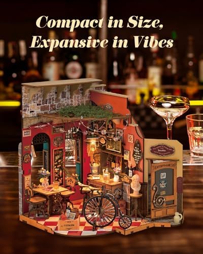 ROBOTIME DIY Miniature House Kit, Mini Diorama House for Adults, Wooden Furniture Kit with LED, Tiny House Dollhouse Building Kits for Halloween/Christmas/Birthday Gifts - Image 4