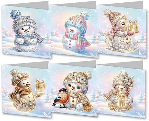 DIY Diamond Greeting Cards Set Christmas, 5D DIY Diamond Art Painting Greeting Card, DIY Christmas Card Making Kits for Family Friends Handmade Gift-#26-Snowman by Unknown