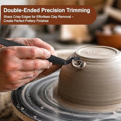 Versatile Pottery Trimming Tool Set, All-in-One Clay Sculpting Kit with Double-Ended Trimmer, 4 Pcs Hole Cutters & 3 Pcs Spinners, Stainless Steel Ceramic Tools - Image 4