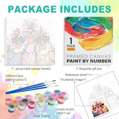GEEHEIY Framed Paint by Numbers Kit for Adults, Funny Chicken, 10 x 10 Inch - Image 5