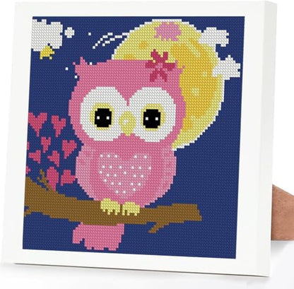Lzyueyuan Owl Stamped Cross Stitch Kits for Beginners, Cross Stitch for Adults with Framed,Crafts for Girls 8-12 Embroidery Kit,11CT Cross-Stitch Arts and Crafts for Adults 8.7inX8.7in by Unknown