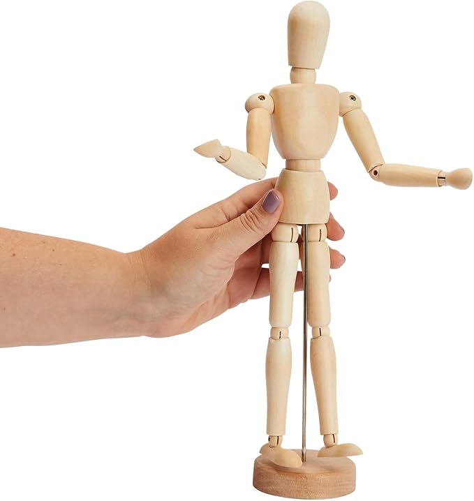 Bright Creations Drawing Mannequin - Wooden Mannequin for Drawing & Figure Reference - 12-Inch, Wooden, 2-Pack