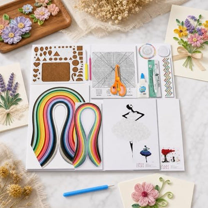 JununGao Quilling Kit for Adults,680 Quilling Paper Strips with Tools, Includes Colored Quilling Strips, Patterned Drafts, Tweezers, and Other Tools,DIY Paper Art Crafts for Hobbyists. - Image 6