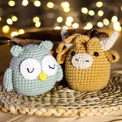 CrochetBox Highland Cow and Owl Crochet Kit for Beginners, 2 PCS Set - Image 7