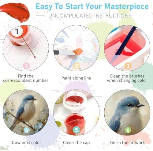 Blue Bird Paint by Numbers Kit for Adults, Color By Numbers for Adults - Image 6
