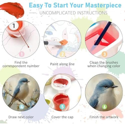 Blue Bird Paint by Numbers Kit for Adults, Color By Numbers for Adults - Image 6