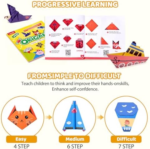 GAMENOTE Origami Kit for Kids Ages 8-12, 80 Assorted Projects, 260 Sheets - Image 5