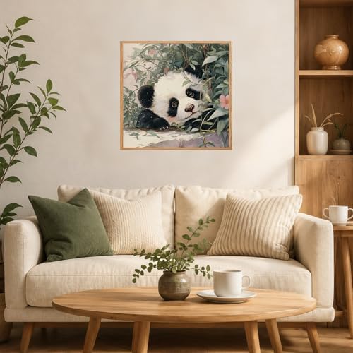 AUKELHJ Framed Paint by Numbers Kit for Adults, Panda, 10x10 inch - Image 3