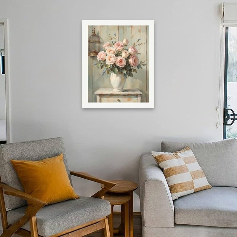 Still Life Paint by Numbers Kit for Adults - DIY Pink Roses in Vase Painting on Canvas 16x20 Inches, Acrylic Paint Set, Suitable for Beginners, Art for Home Decoration or Gifts - Image 4