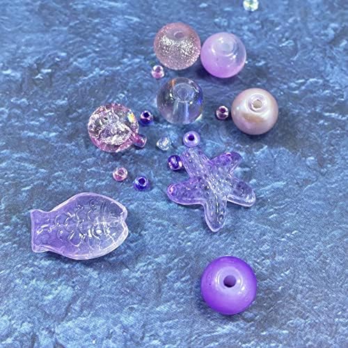 Assorted Glass Resin Beads Multi Size Colors Smooth Cracked Gravel Millet Spacer Beads for Bracelets Necklace Earring DIY Jewelry Making Craft(Lilac Violet Series) - Image 3