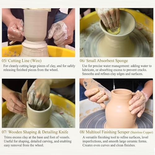 12PCS Pottery Tools Kit for Beginners Clay Sculpting & Ceramic mud Tools Set with Sponge Carving Supplies Cleaning Easy-to-Use Pottery Starter Kit for DIY Craft & Clay Modeling - Image 5
