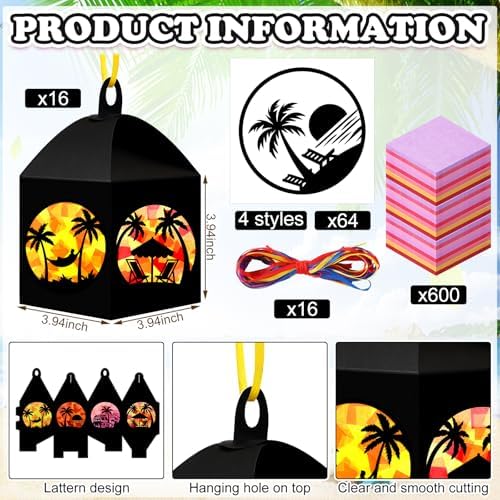 Maitys 16 Sets Summer Beach Paper Lantern Suncatcher Craft Kits - Image 3