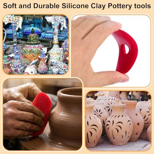 4 Pcs Soft Rubber Rib Clay Sculpting Tool for Pottery Clay Silicone Ceramics Tools Multi Styles Pottery for DIY Smooths Shapes Sculpting Ceramics Tool Sculpting, Mud, Trimming, Throwing - Image 5