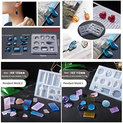 200ml Crystal Clear UV Epoxy Resin Sunlight Curable 18 Molds 17 Bezels 36 Holographic Decorations Resin Crafts Kit with Eyelets for Jewelry Making Bracelets Pendants Rings Keychains Charms Necklaces - Image 3