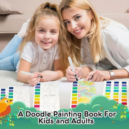 Watercolor Painting Coloring Books Pocket Watercolor Paint Bookmarks, Mess Free Paint with Water Set, Travel Class Activities Art Party Favors Exchange Birthday Gifts for Kids (Enchanting forest) - Image 6