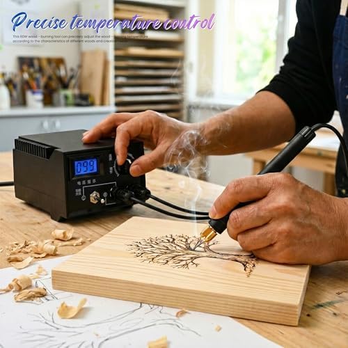60W Wood Burning Kit, Professional Wood Burning Tool with Two Pyrography Pens, Dual Wood Burner with 20 Wood Burning Wire Nibs Tips, Including Ball Tips - Image 3