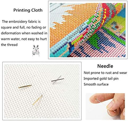 ITSTITCH Stamped Cross Stitch Kits for Beginners Full Range of Cross Stitching Preprinted Pattern for Kids or Adults, Embroidery Needlepoint Starter Kits-Daisy vase, 15x18 inch - Image 4