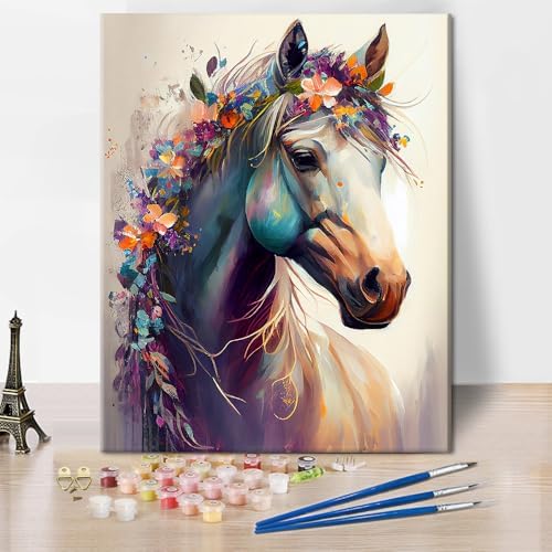 TUMOVO Horse and Florals Paint by Numbers Craft Kit for Adults by TUMOVO