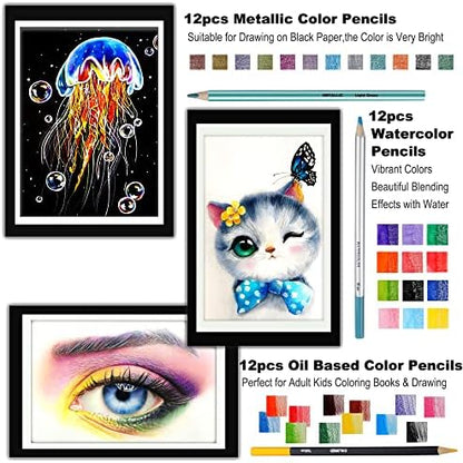 KALOUR 76 Drawing Sketching Kit Set - Pro Art Supplies with Sketchbook & Watercolor Paper - Include Tutorial,Pastel,Watercolor,Sketch,Colored,Metallic,Charcoal Pencils - for Artists Beginners Adults - Image 4