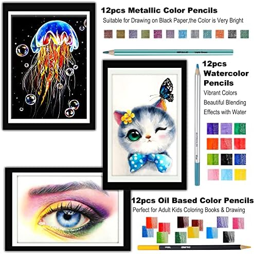 KALOUR 82 Pack Drawing Sketching Kit, Pro Art Supplies with Sketchbook, Include Tutorial,Colored, Graphite, Charcoal, Watercolor,Metallic & Pastel Pencils, Drawing Set for Adults Teens Beginner - Image 3