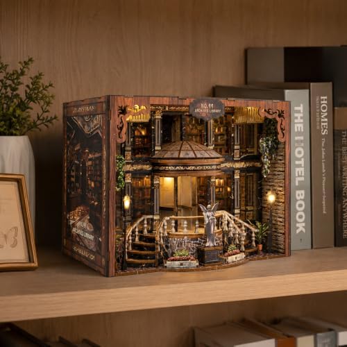 Archives Library Book Nook Kit with LED Light, DIY Miniature House Kit - Image 7