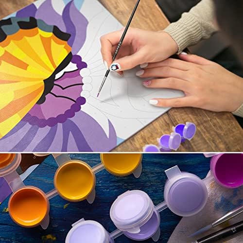 ARTEZA Paint by Numbers Kit for Adults, 12x16 Inches, 25 Pieces, 1 Canvas Panel, 16 Acrylic Paint Pots, 5 Paintbrushes, Art Supplies for Home & Office - Image 6