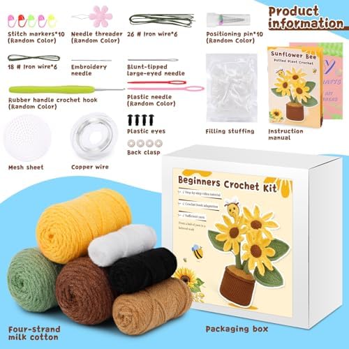 LUNARM Crochet Kits, Crochet Kit for Beginners Adults Sunflower - Image 2