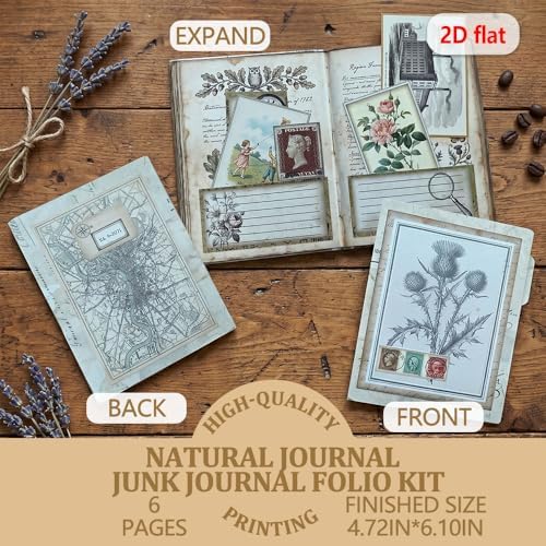 Trifold Folio Mini Project,Folio Booklet Craft Kit, Junk Journal Kit, Scrapbooking Supplies, Journaling Decor, Mini Folio Writer Folder Project, Arts & Crafts Gifts, Handmade Decor Accessories - Image 2