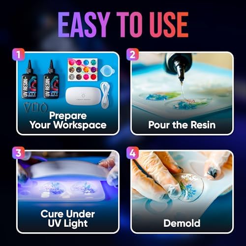 CRAFT RESIN 500g UV Resin Kit Hard Type Low Viscosity – Crystal Clear and No-Yellowing UV Resin Glue for DIY, Jewelry Making, Molds Casting and Polymer Clay Projects - Fast Cure Under UV Light - Image 4