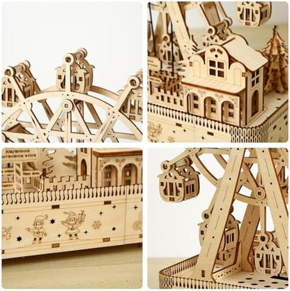3D Wooden Puzzles for Adults, Ferris Wheel Kit w/Music & Spark Light - Image 4