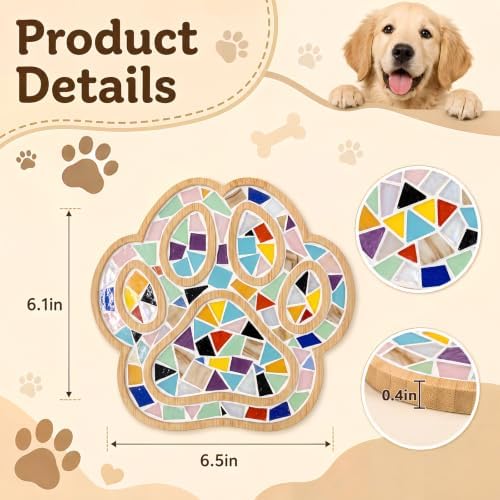 luperasol DIY Dog Paw Mosaic Tiles for Crafts, Mixed Color, 6 PCS - Image 2