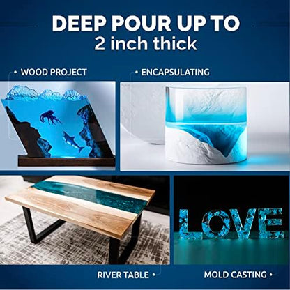 Craft Resin Deep Pour Epoxy Resin Kit. 2” Pours, Crystal Clear - 1.5 Gallon - Image 3