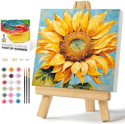 Offito Framed Paint by Numbers Kit for Adults Beginners, Sunflower by Offito