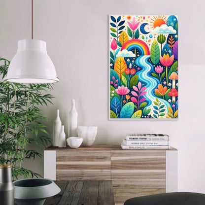MaiMMaledy Paint by Numbers Kit 8Lx12W inch for Adults Beginners Canvas Pictures with Framed Drawing Painting Acrylic Pigment with Wooden Triangle Easel Flower Bushes - Image 4