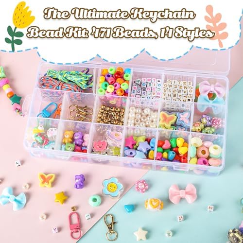 Ecoofor 487 PCS Beaded Keychain Making Kit, Acrylic Letter Beads with Heart, Star & Flower Charms for DIY Jewelry, Bag Accessories & Crafts for Women - Image 4