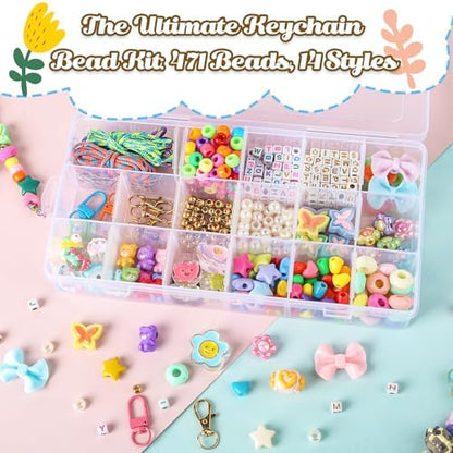 Ecoofor 487 PCS Beaded Keychain Making Kit, Acrylic Letter Beads with Heart, Star & Flower Charms for DIY Jewelry, Bag Accessories & Crafts for Women - Image 4