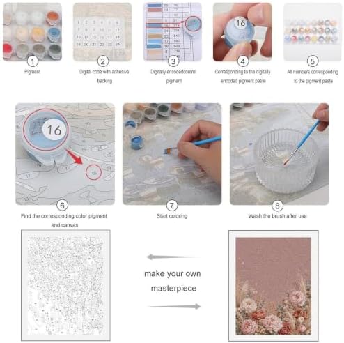 Paint by Numbers Kit for Adults Beginner Art Decor Mauve Peony Meadow - Image 3