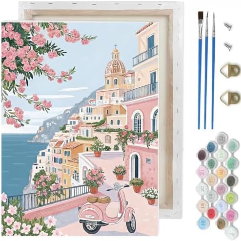 Seaside Landscape Paint by Numbers Kit for Adults, DIY Oil Painting 10x12In by TCDZMYGS