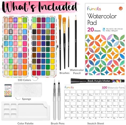 100 Watercolor Paint Set for Adults, Beginners - Travel Art Painting Kit - Image 2