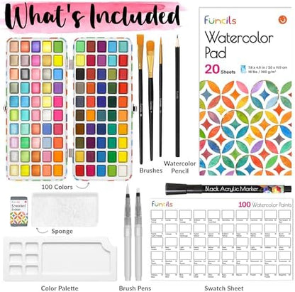 100 Watercolor Paint Set for Adults, Beginners - Travel Art Painting Kit - Image 2