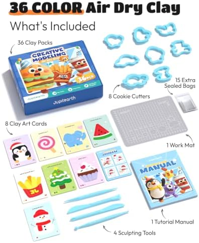 JUPITEARTH Air Dry Clay for Kids, 36 Colors Modeling Clay Kit - Image 3