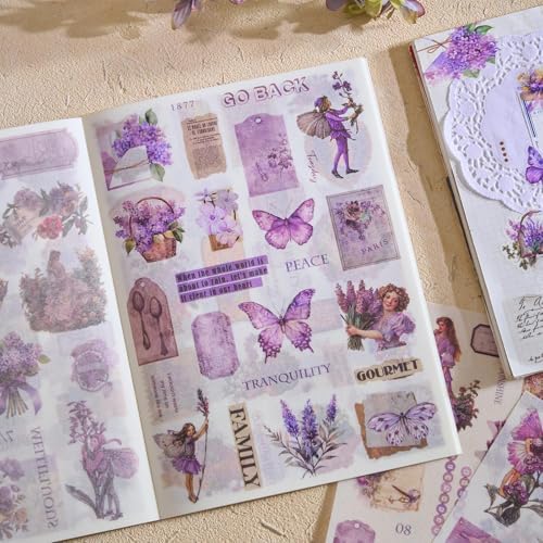 Pre-Cut Vintage Stickers for Journaling, 550+ Washi Sticker Book for Scrapbooking Ephemera for Junk Journal Supplies, Aesthetic Butterfly Flower Label Scrapbook Stickers for Adults DIY Arts Crafts - Image 6