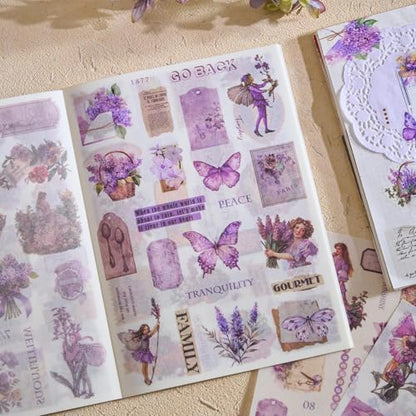 Pre-Cut Vintage Stickers for Journaling, 550+ Washi Sticker Book for Scrapbooking Ephemera for Junk Journal Supplies, Aesthetic Butterfly Flower Label Scrapbook Stickers for Adults DIY Arts Crafts - Image 6