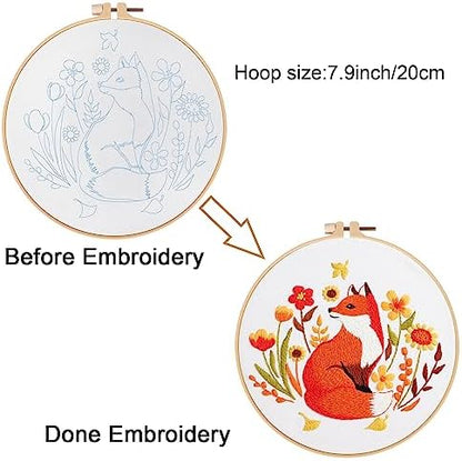 Louise Maelys Autumn Fox Embroidery Kit for Beginners Floral Craft - Image 3