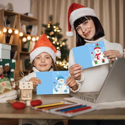 24 Sets Christmas Winter Card Making Craft Kit for with Envelopes DIY 3D Snowman Cards Crafts Make Your Own Greeting Card Making Supplies for Holiday Xmas Party Home Classroom Decor Activities - Image 6